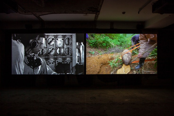 &nbsp;, Installation view, Tuan Andrew Nguyen,&nbsp;The Sound of Cannons, Familiar Like Sad Refrains, 2021, Manifesta 14, Prishtina, Kosovo. Photo by Majlinda Hoxha.