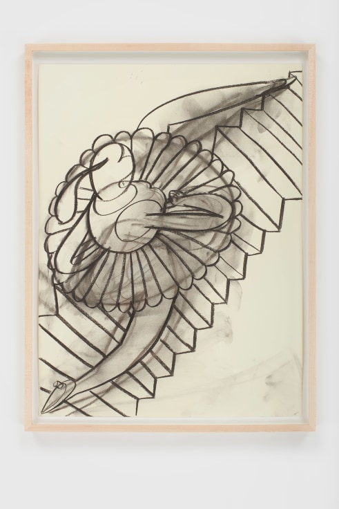drawing of a ballerina going up the stairs