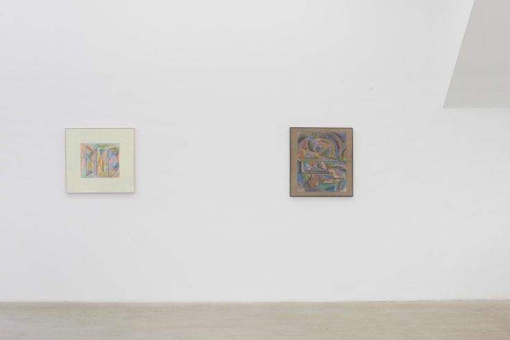 Installation view of two artworks
