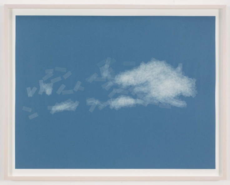 , SPENCER FINCH, Cloud (cumulus fractus, Finland), 2014, Scotch tape on paper, Sheet: 19 3/4 x 25 1/2 in., Framed: 21 5/8 x 27 1/2 in.