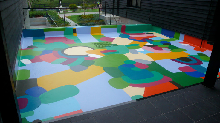 Installation view of Federico Herrero's painted site for the Hara Museum, Tokyo, Japan, 2008