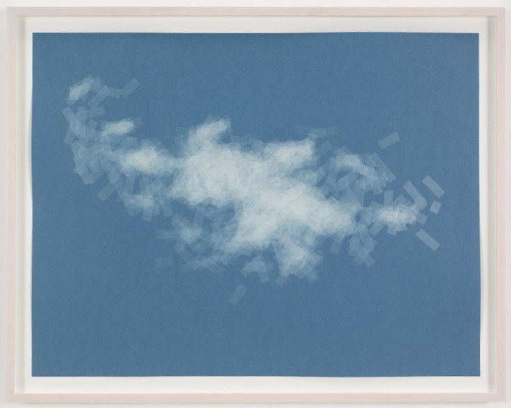 , SPENCER FINCH, Cloud (cumulus fractus, Paris), 2014, Scotch tape on paper, 19 3/4 x 25 1/2 in. (sheet), 21 5/8 x 27 1/2 in. (framed)