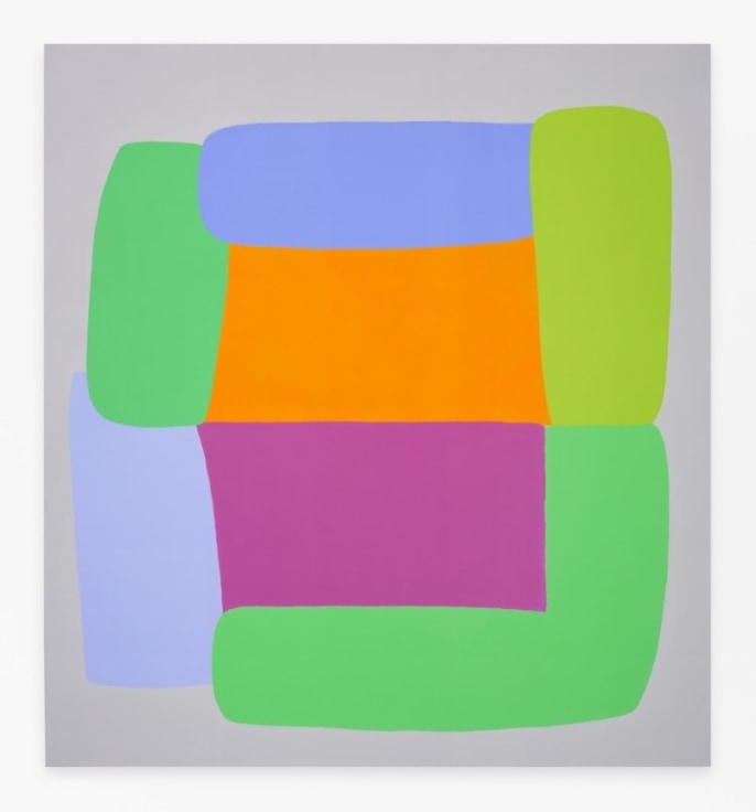 a painting consisting of bright, saturated, abstract rectangles of color