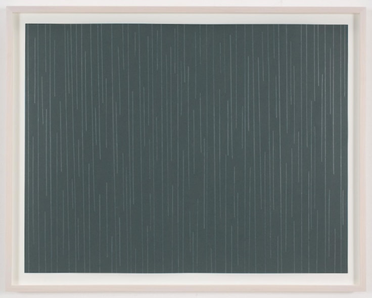 , SPENCER FINCH, Rain (Brooklyn) , 2014, Scotch tape on paper, 19 3/4 x 25 1/2 in. (sheet), 21 5/8 x 27 1/2 in. (framed)