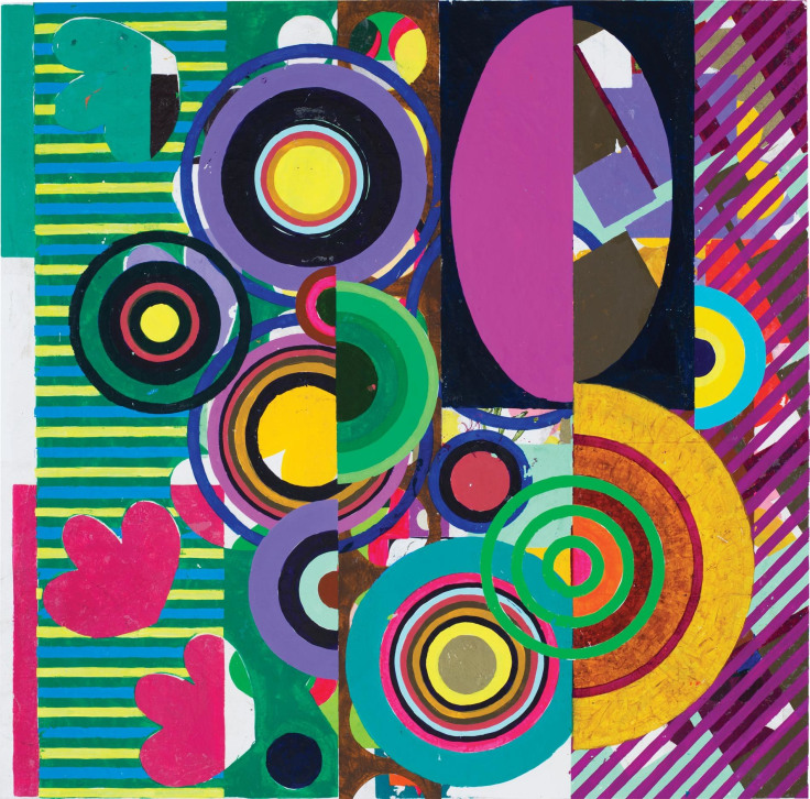 , BEATRIZ MILHAZES (佩阿特丽兹 米拉塞斯),&nbsp;Marotoloco, acrylic on canvas, 31 1/16 x 31 1/4 in.&nbsp;