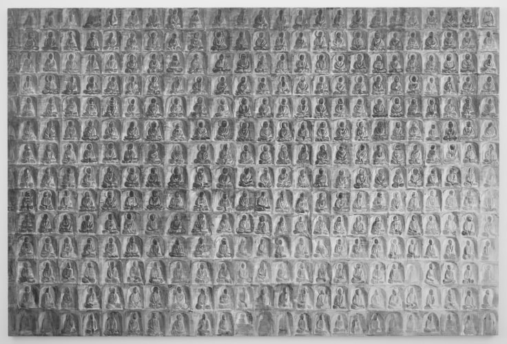 , SHI ZHIYING&nbsp;Rock Carving of Thousand Buddhas,&nbsp;2013&nbsp;Oil on canvas&nbsp;94 3/16 x 70 5/16 in. (240 x 180 cm)