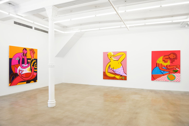 installation view of three artworks