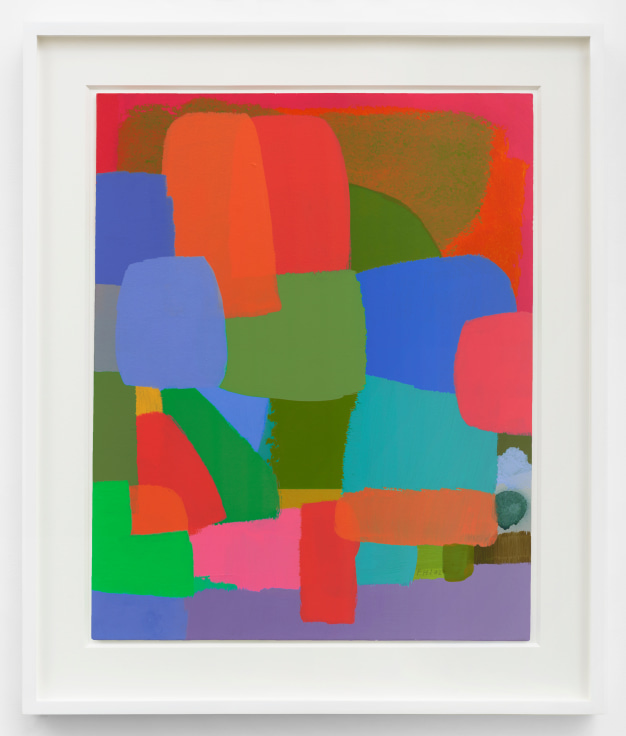 a framed painting consisting of bright, saturated, splotches of color