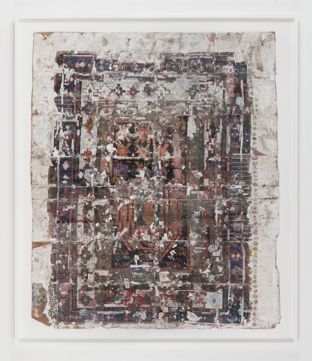 Collage, multi media depiction of a prayer rug by SIMON EVANS&trade;.