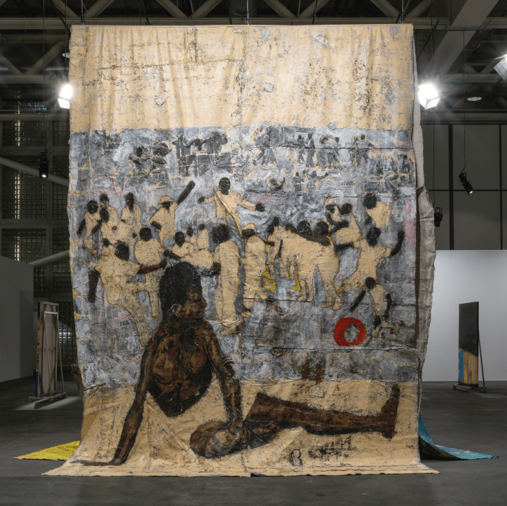 Installation view, Kaloki Nyamai, Dining in Chaos, 2023, Unlimited, Art Basel, Switzerland, June 15-18, 2023