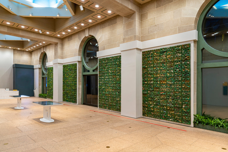 Installation view, Elias Sime, We Are All Green, The Smithsonian National Museum of African Art, Washington, D.C., 2019- 2022. Courtesy the artist and the National Museum of African Art, Smithsonian Institution, Washington, D.C. Commissioned by the Smithsonian National Museum of African Art, Washington D.C. Photo by Brad Simpson.