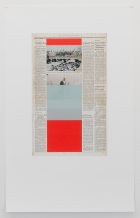 newspaper article with various colored shapes printed on it