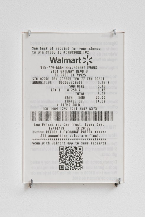 Walmart receipt hung on the wall