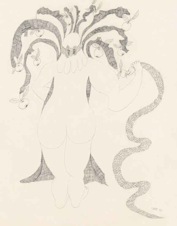 Image of TECLA TOFANO Así empezó Todo (Thus it all Began), from the suite of drawings 'Evas al Desnudo' (Naked Eves), 1972