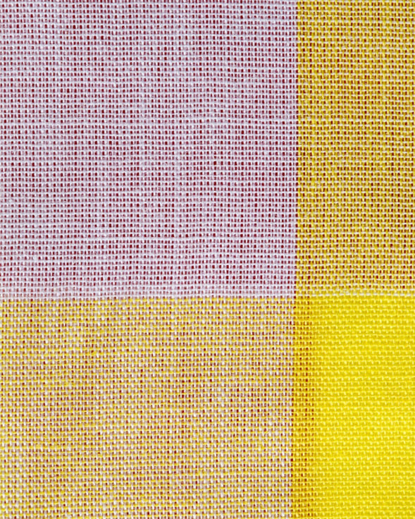 yellow and pinkish purple gingham fabric