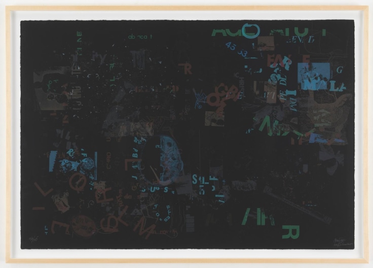 , JOHN CAGE&nbsp;Not Wanting to Say Anything About Marcel, Litho A,1969&nbsp;Lithograph on black paper&nbsp;28 x 39 1/2 in. (71.1 x 100.3 cm) Edition of 125