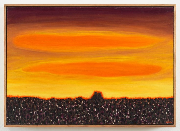 , WILLIAM MONK&nbsp;Untitled (Orange Clouds),&nbsp;2014&nbsp;Oil on canvas&nbsp;13 3/4 x 19 5/8 in. (35 x 50 cm)