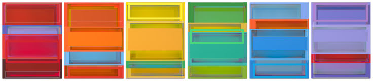 About Time, 2024, Acrylic on canvas, six panels, Each: 27 x 21 inches, 68.6 x 53.3 cm, Overall dimensions: variable, MMG#37087