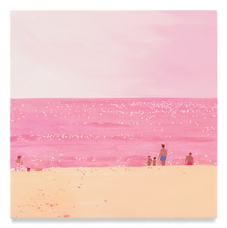 Silver Beach (Pink), 2022, Mixed media oil on canvas, 17 x 17 inches, 43.2 x 43.2 cm, MMG#34078
