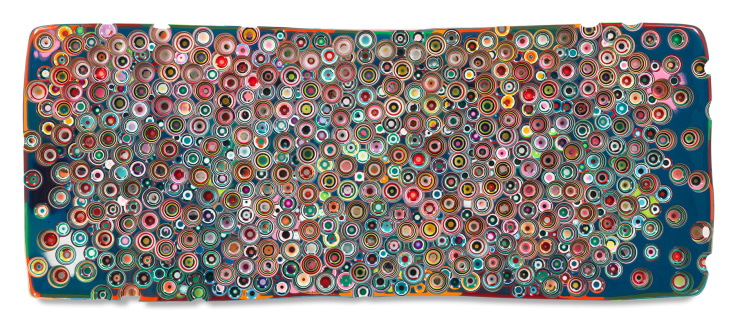 Markus Linnenbrink, CANYOUGIVEMEAREASON, 2020, Epoxy resin and pigments on wood, 24 x 60 inches, 61 x 152.4 cm, MMG#32447