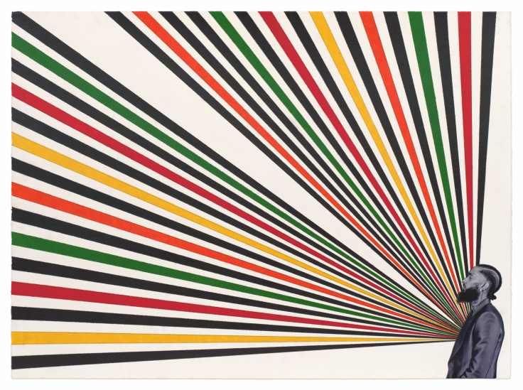 Rico Gatson, Nipsey, 2024, Colored pencil and photograph collage on paper,