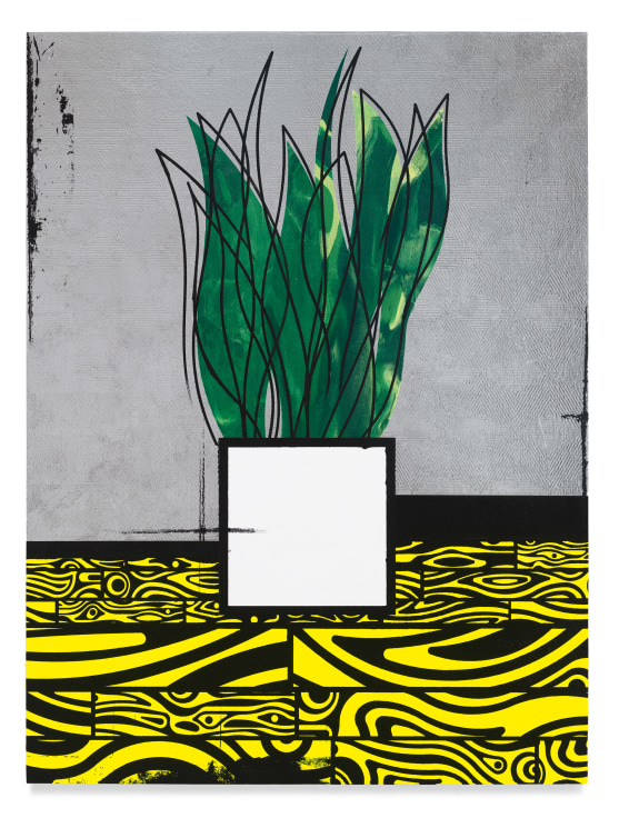 Potted Plant Portrait (Electra), 2022, Acrylic and metal leaf on wood panel, 24 x 18 inches, 61 x 45.7 cm, MMG#34673