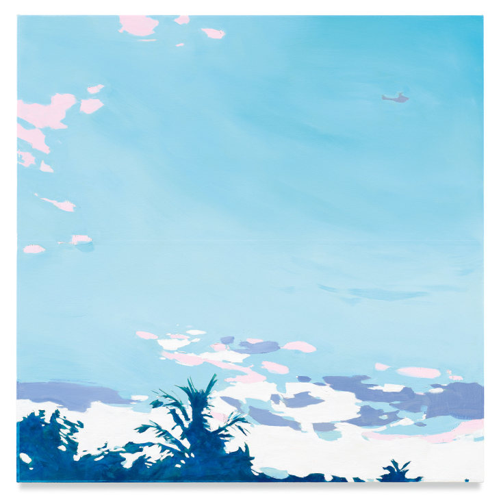Palm Tree Sky, 2019,Mixed media oil on canvas, 34&nbsp;1/8 x 34&nbsp;inches, 86.7&nbsp;x 86.4&nbsp;cm, (MMG#32048)