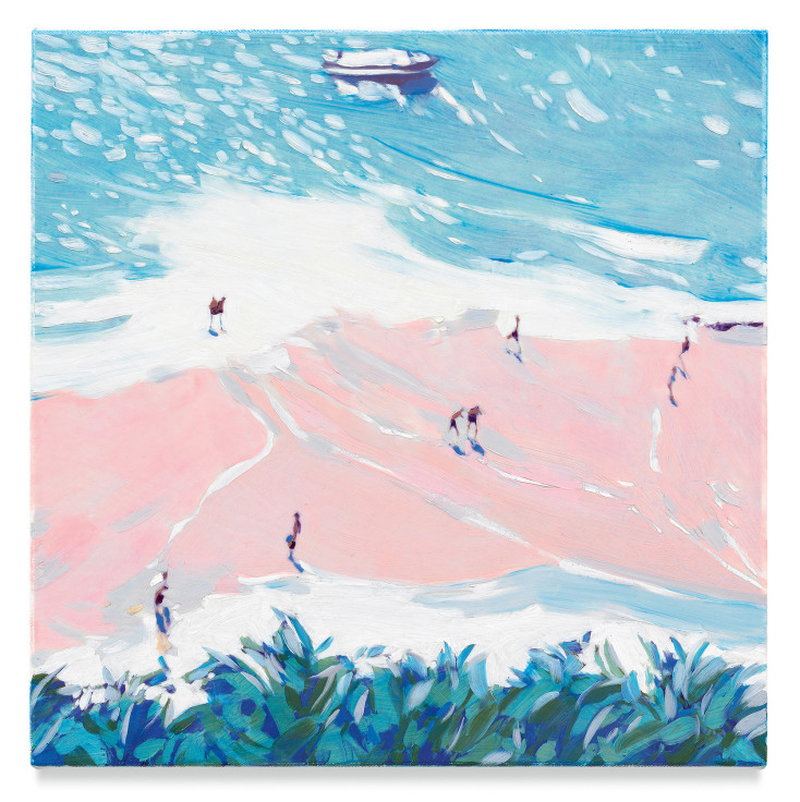 Aerial Beach, 2019, Mixed media oil on canvas, 14 x 14 inches, 35.6 x 35.6 cm,&nbsp;(MMG#32060)