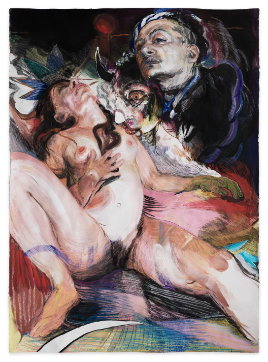 Woman, Man, Minotaur, 2023, Gouache and chalk pastel on paper, 72 x 51 inches, 182.9 x 129.5 cm, MMG#35684