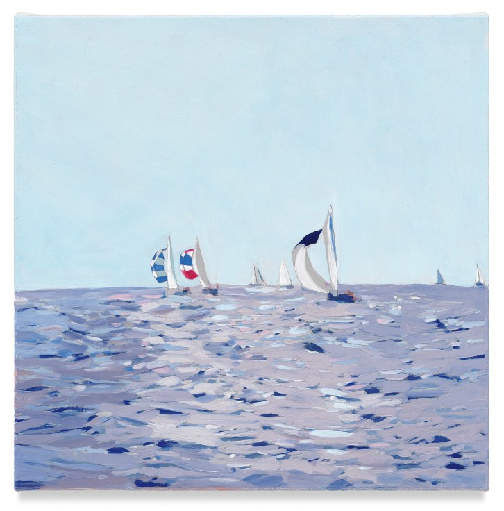Sailboats, 2019, Mixed media oil on canvas, 14 x 14 inches, 35.6 x 35.6 cm, (MMG#32081)