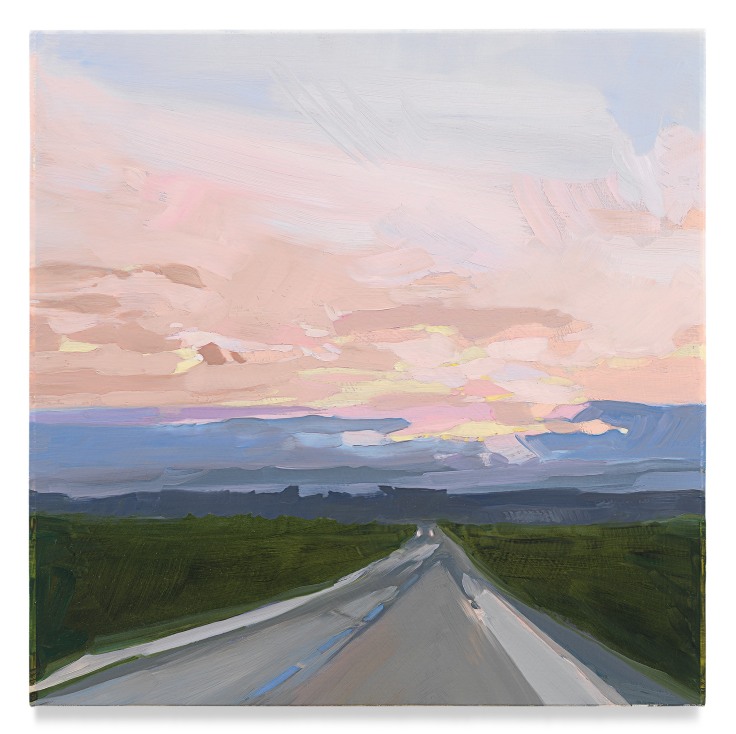 Highway, 2022, Mixed media oil on canvas, 17 x 17 inches, 43.2 x 43.2 cm, MMG#34080