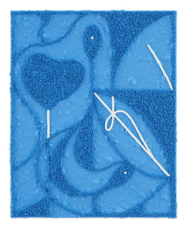 Dithered Heart in Blue, 2024, Mixed media on linen, 20 1/4 x 16 1/8 inches, 51.4 x 41 cm,&nbsp;MMG#36582