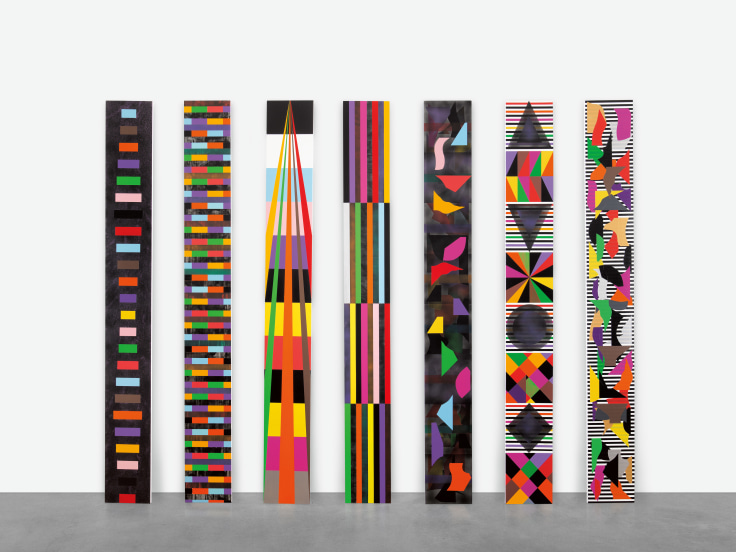 Untitled (Seven Panels), 2022, Acrylic paint on wood, in seven parts, Overall dimensions: 96 1/4 x 128 1/2 inches, 244.5 x 326.4 cm [Each panel: 96 1/4 x 11 1/2 inches], 244.5 x 29.2 cm, MMG#34926