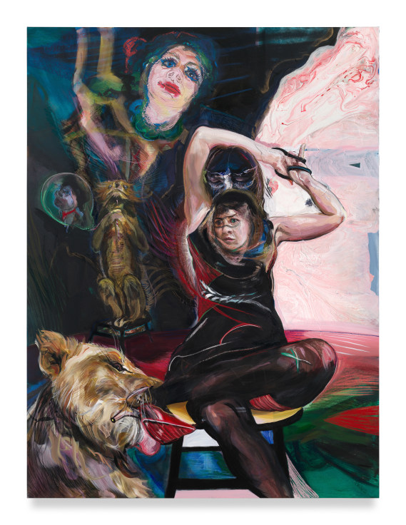The Lion Tamer I, 2023, Mixed media on canvas, 97&nbsp; x 72 3/4 inches, 243.8 x 184.8 cm, MMG#35200