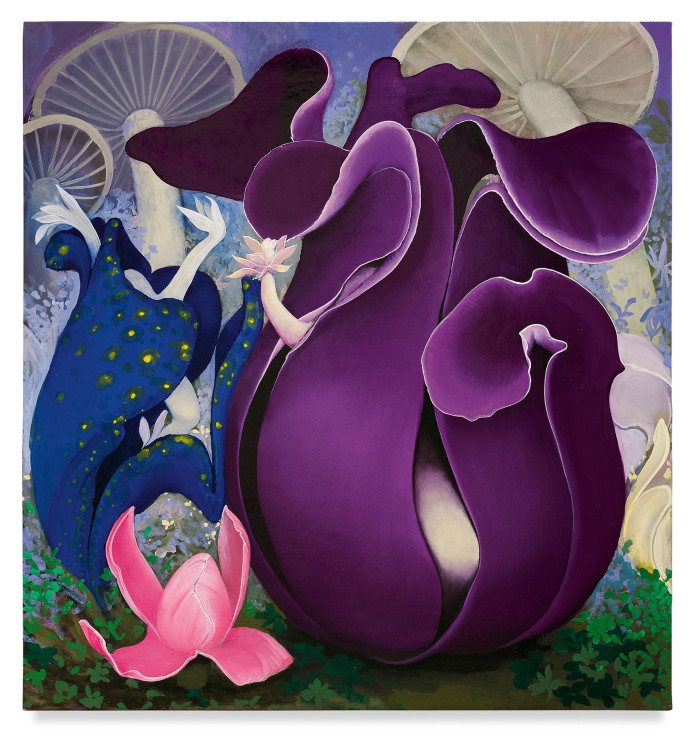 Purple Pods, 2019, Enamel on canvas, 34 x 32 inches, 86.4 x 81.3 cm,&nbsp;MMG#32430