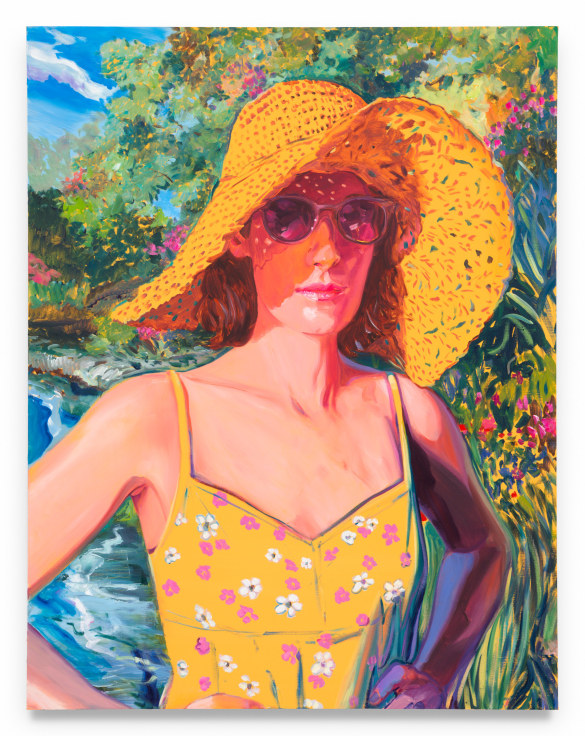 Sebastian Blanck, Isca in a Flower Dress, 2024, Oil on canvas, 45 x 35 inches, 114.3 x 88.9 cm, MMG#37230