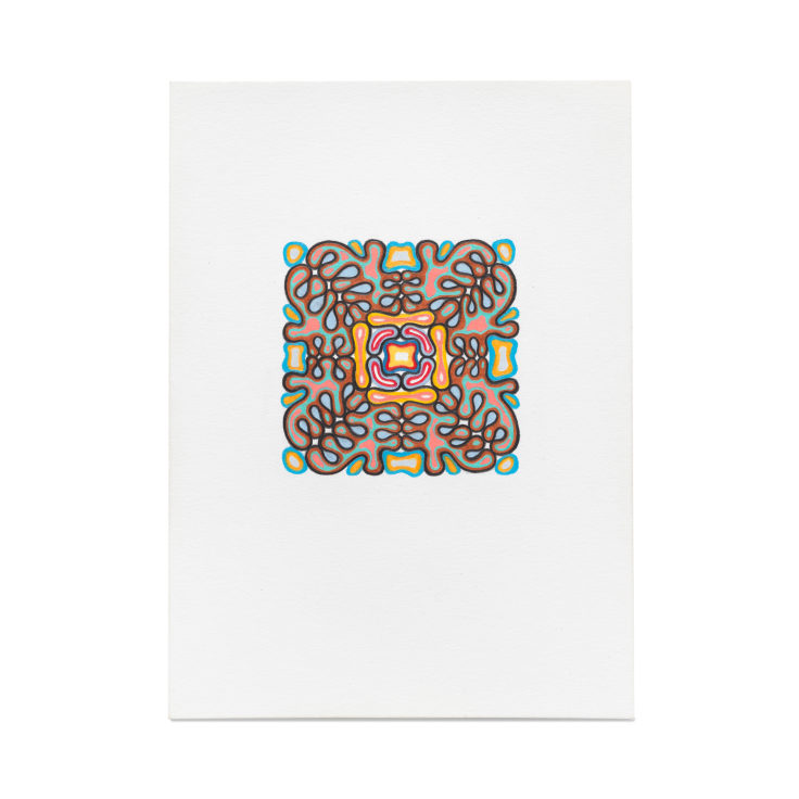 Untitled, 2021, Colored pencil on paper; Paper Dimensions: 6 7/8 x 5 inches, 17.5 x 12.7 cm; Image Dimensions: 2 1/2 x 2 1/2 inches, 6.4 x 6.4 cm, MMG#35173