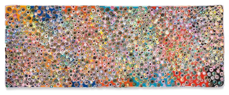 IWOKEUPINAMERICA, 2021, Epoxy resin and pigments on wood, 36 x 96 inches, 91.4 x 243.8 cm, MMG#32899