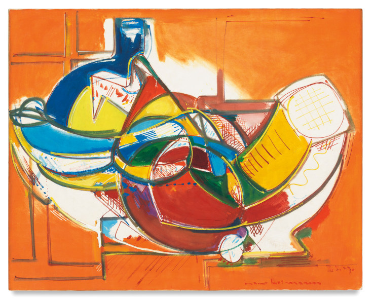 Blue Bottle, Red Round Table [Untitled (Blue Bottle - Red Round Table)], 1947 Oil on canvas,&nbsp;48 1/2 x 60 inches,&nbsp;123.2 x 152.4 cm,&nbsp;MMG#29835