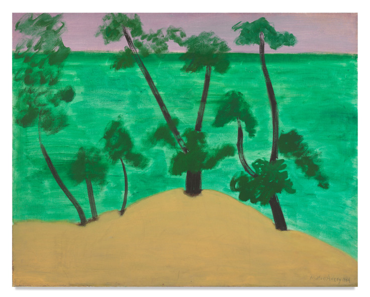 Milton Avery, Trees by the Southern Sea, 1959, Oil on canvas,&nbsp;30 x 38 inches,&nbsp;76.2 x 96.5 cm,&nbsp;MMG#32455