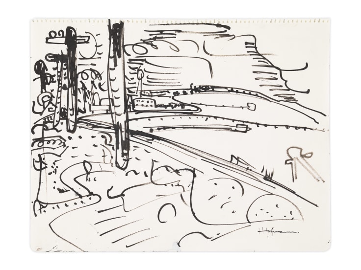 View of Bay of San Francisco (II), c. 1930-31, Ink on paper, 10 1/2 x 13 1/2 inches, 26.7 x 34.3 cm