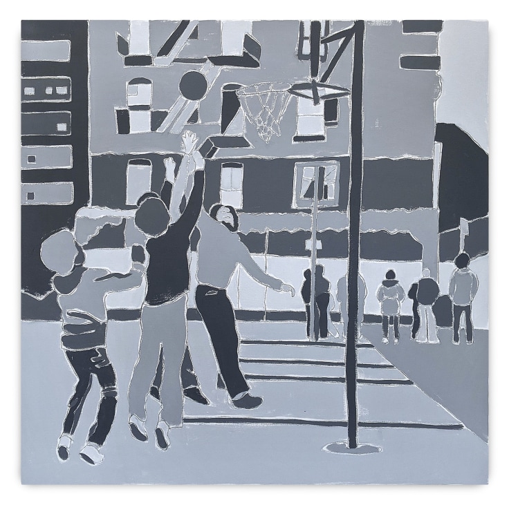 Eric Haze,&nbsp;Hoop Dreams, 2021, Acrylic on canvas, 48 x 48 inches, 121.9 x 121.9 cm, MMG#33322