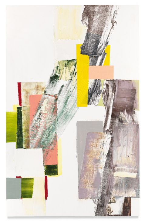 parapylon 6, 2019, Oil and silkscreen on wood, 94 1/2 x 59 inches, 240 x 150 cm, MMG#31846