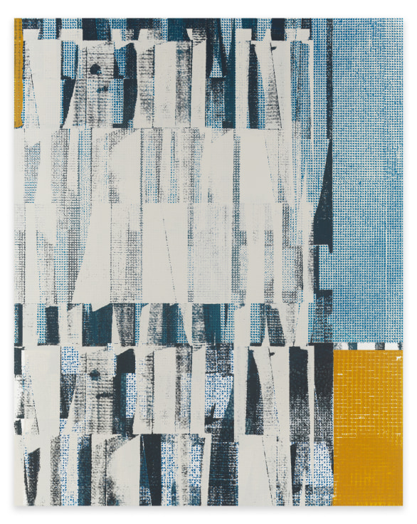 Aggregate 5 (blue facade), 2023, Oil and acrylic on canvas over panel, 60 x 48 inches, 152.4 x 121.9 cm, MMG#35023
