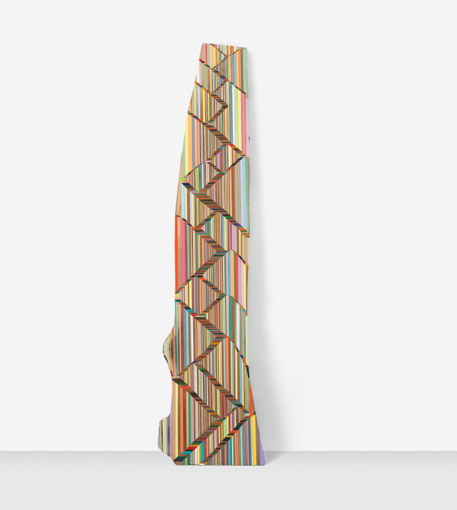 The Line Where an Object Begins and Ends, 2018, Acrylic on walnut, 102 x 26 x 1 1/2 inches, 259.1 x 66 x 3.8 cm, MMG#30710