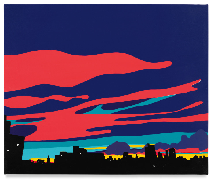 City Lights Sunset Sky, 2021, Acrylic on canvas, 20 x 24 inches, 50.8 x 61 cm, MMG#33475