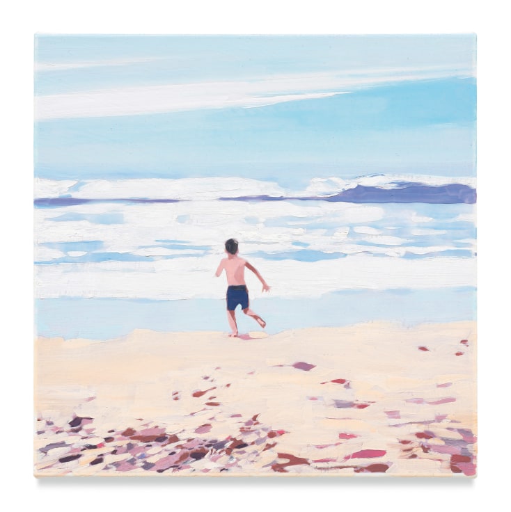 Boy Beach, 2019, Mixed media oil on canvas, 14 x 14 inches, 35.6 x 35.6 cm, MMG#32079