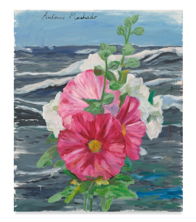 The Omen (Pink Hollyhock), 2023, Oil and wax on canvas,