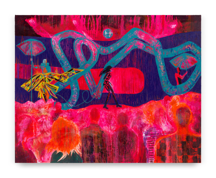 Geneva Jacuzzi (Spaceland), 2023, Oil, pastel and ink on linen, 78 x 98 inches, 198.1 x 248.9 cm,&nbsp;MMG#35349
