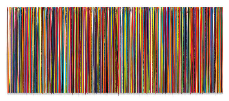 BECAUSEFINALLYALLAGREE(YES), 2018,&nbsp;Epoxy resin and pigments on wood, 48 x 120 inches,&nbsp;121.9 x 304.8 cm,&nbsp;MMG#30518